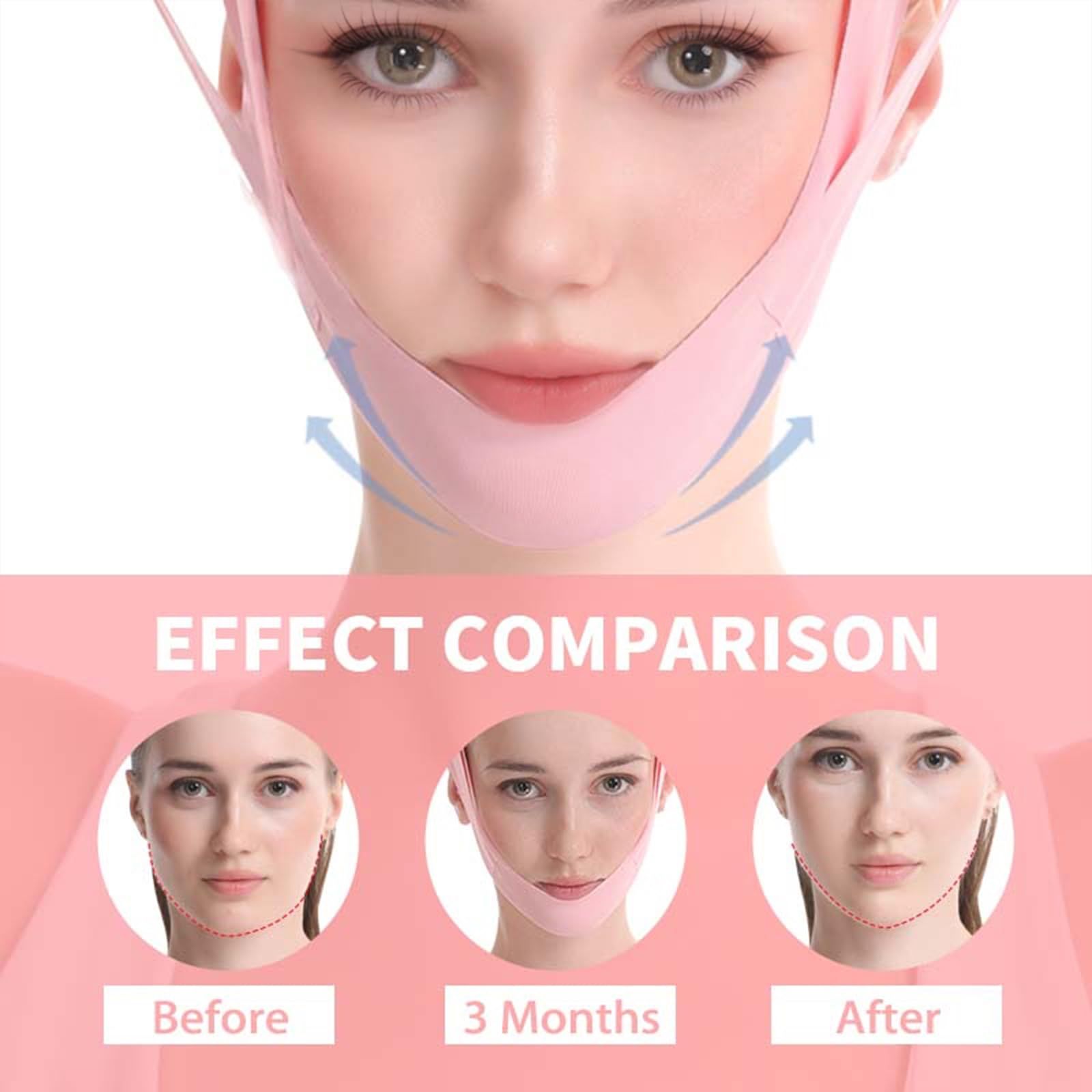 Reusable V-Band Face Mask, Chin V-Line Mask, V-Line Mask for Women, Comfortable and Breathable Adjustable V-Line Mask（Pink） — image 5