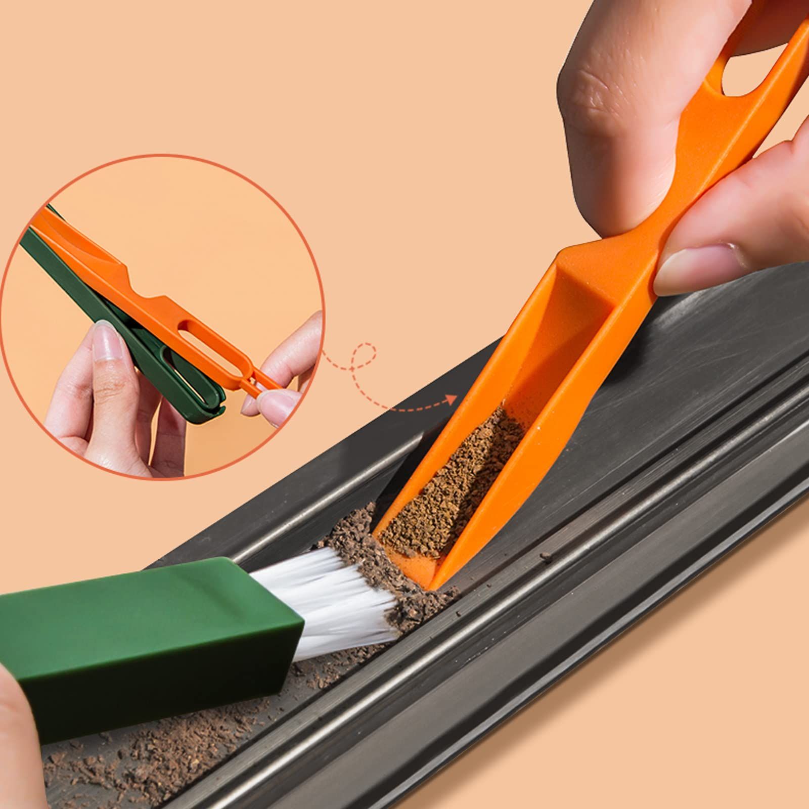 Gap Cleaning Brush Hand-held Crevice Cleaning Tools Grout Cleaner Brush Window Door Track Groove Gap Cleaning Brush Deep (Green) — image 2