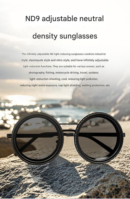 Adjustable ND9 Filter Sunglasses,Steampunk Retro Design with Polarized HD Anti-Glare Lenses(gold) โ image 2