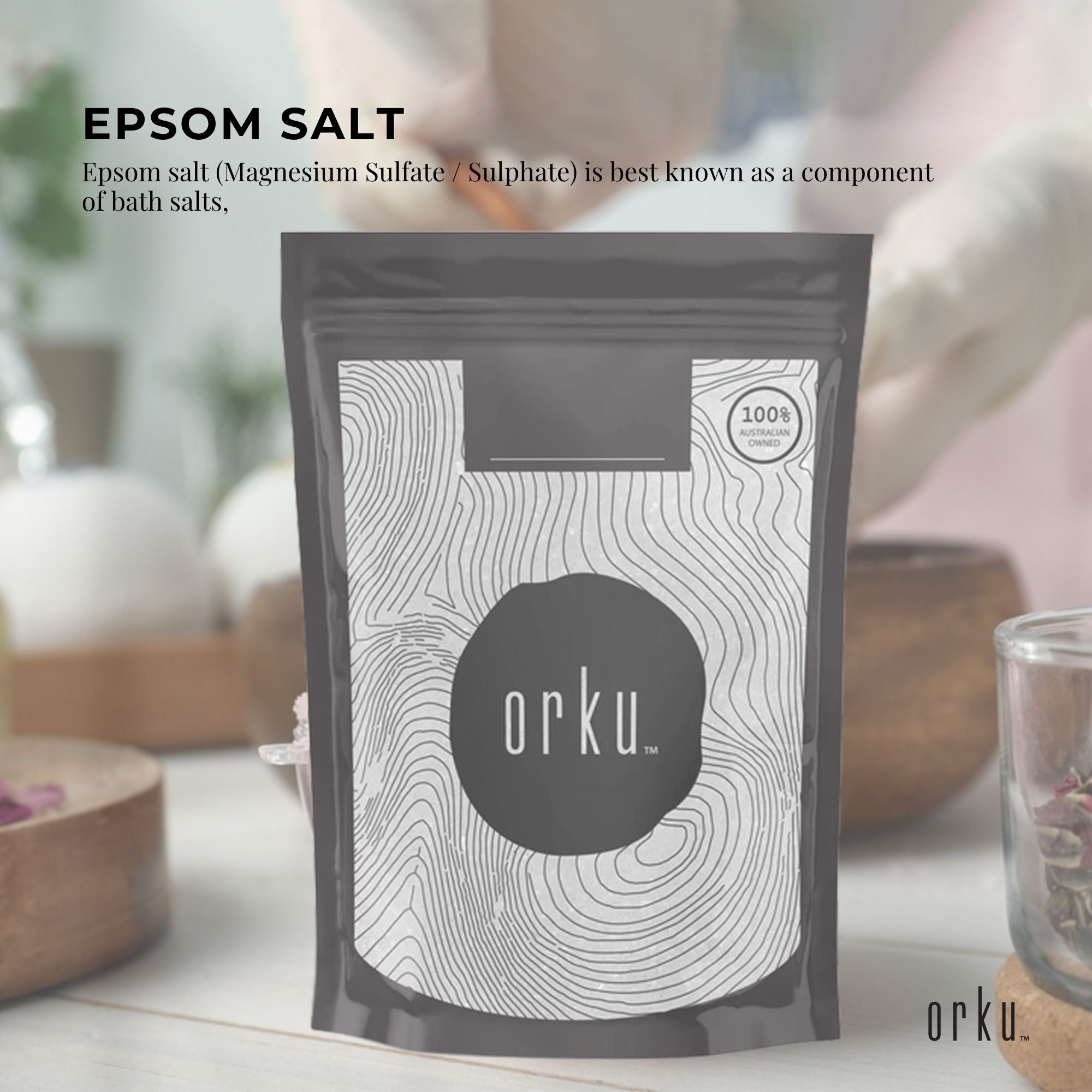 Orku 2Kg Epsom Salt - Magnesium Sulphate Bath Salts For Skin Body Sulfate — image 2
