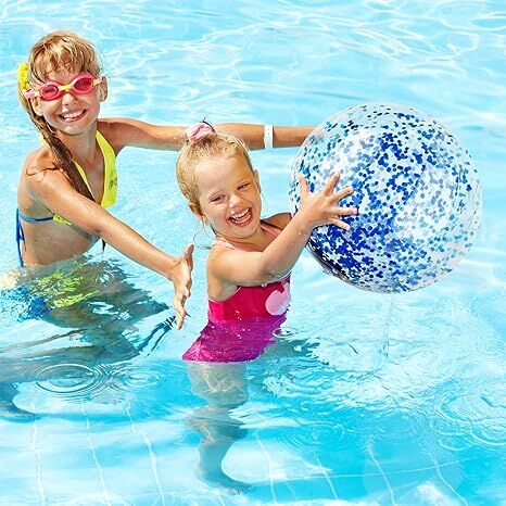 Christmas 10 Pcs Inflateable Sequin Glitter Beach Balls, 24 Inch and 16 Inch Jumbo Pool Confetti Glitter Balls, Swimming Pool Beach Toys for Summer Favor — image 3