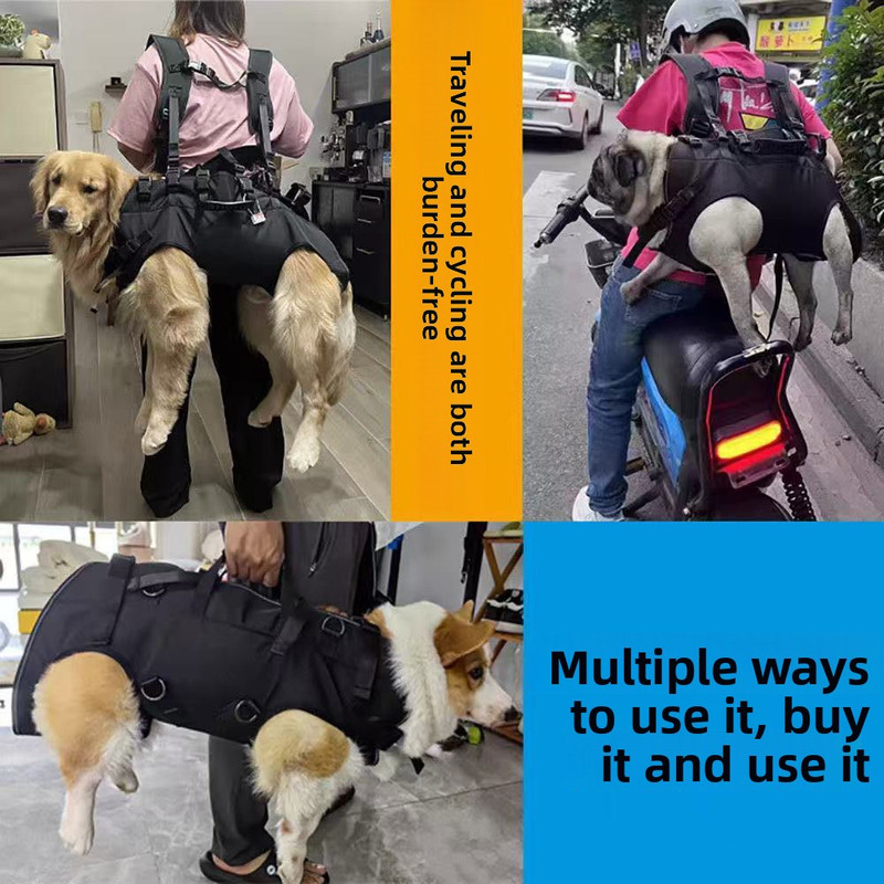 Black Multi-Functional Dog Carrier Backpack and Lift Harness for Hiking and Outdoor Use, Adjustable Breathable Pet Support Sling for Senior or Injured Large — image 4