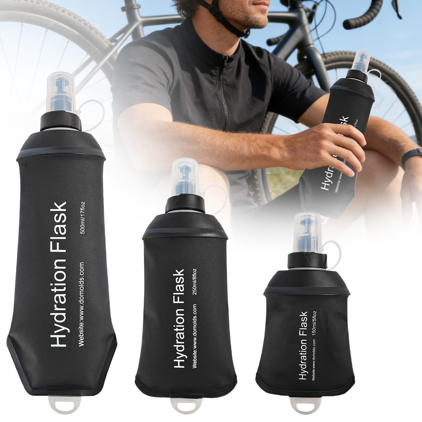 150ml Soft Flask,Light Tpu Foldable Soft Water Bottle Leak Proof Hydration Flask,Soft Water Bottle Running for Running Hiking Cycling Camping Portable Travel — image 4