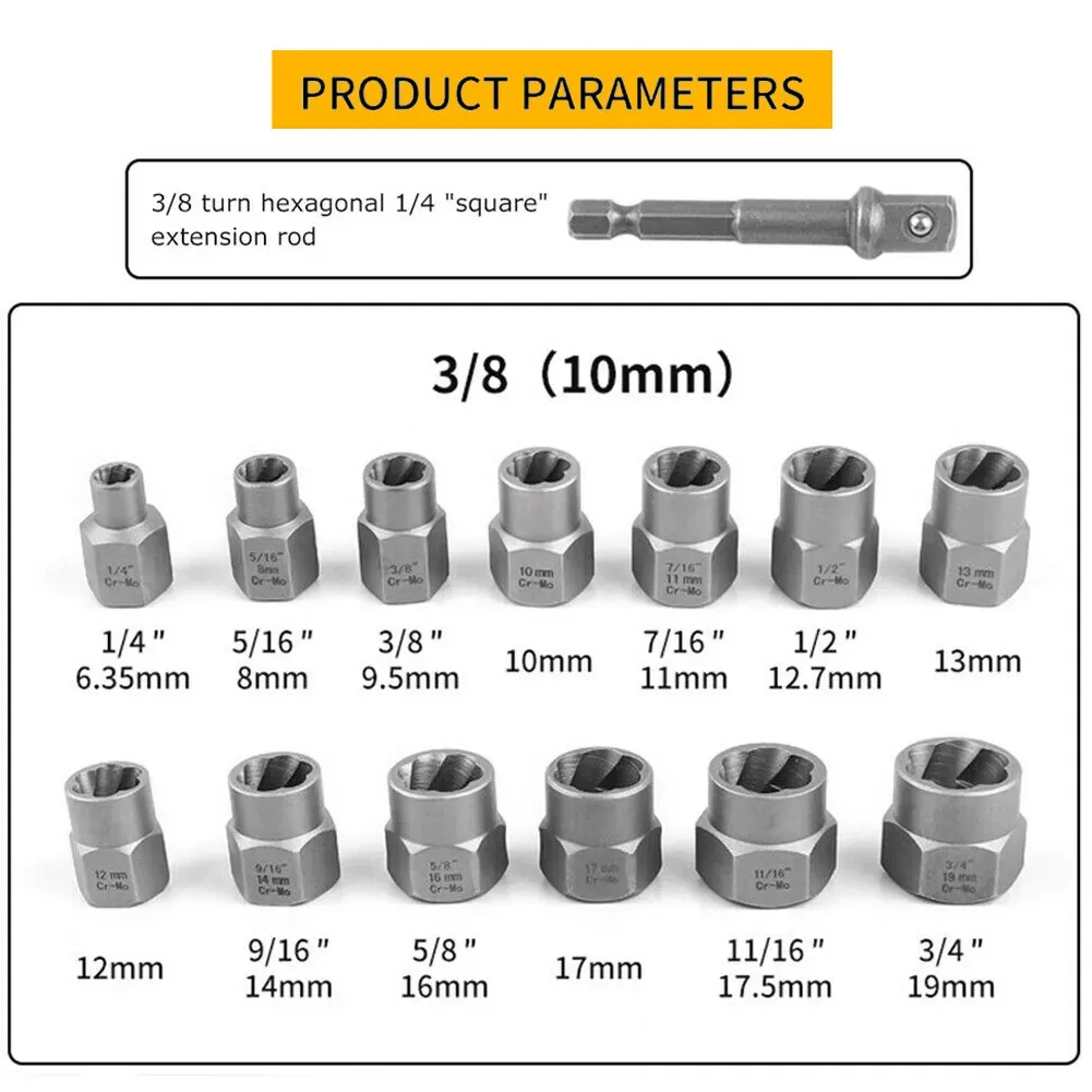 15-Piece Black Impact Damaged Bolt Nut Screw Remover Tool Kit โ image 4