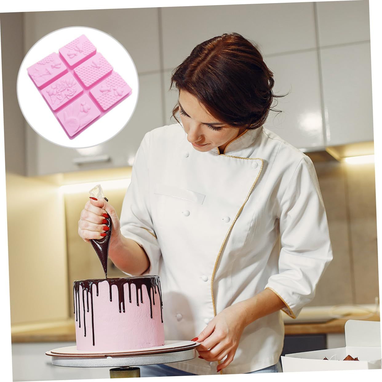 Bee Soap Silicone Fondant Molds - Honeycomb Cake Molds Beehive Ice Cube Tray Chocolate Mold Set for Cookies Mousse Pudding โ image 2