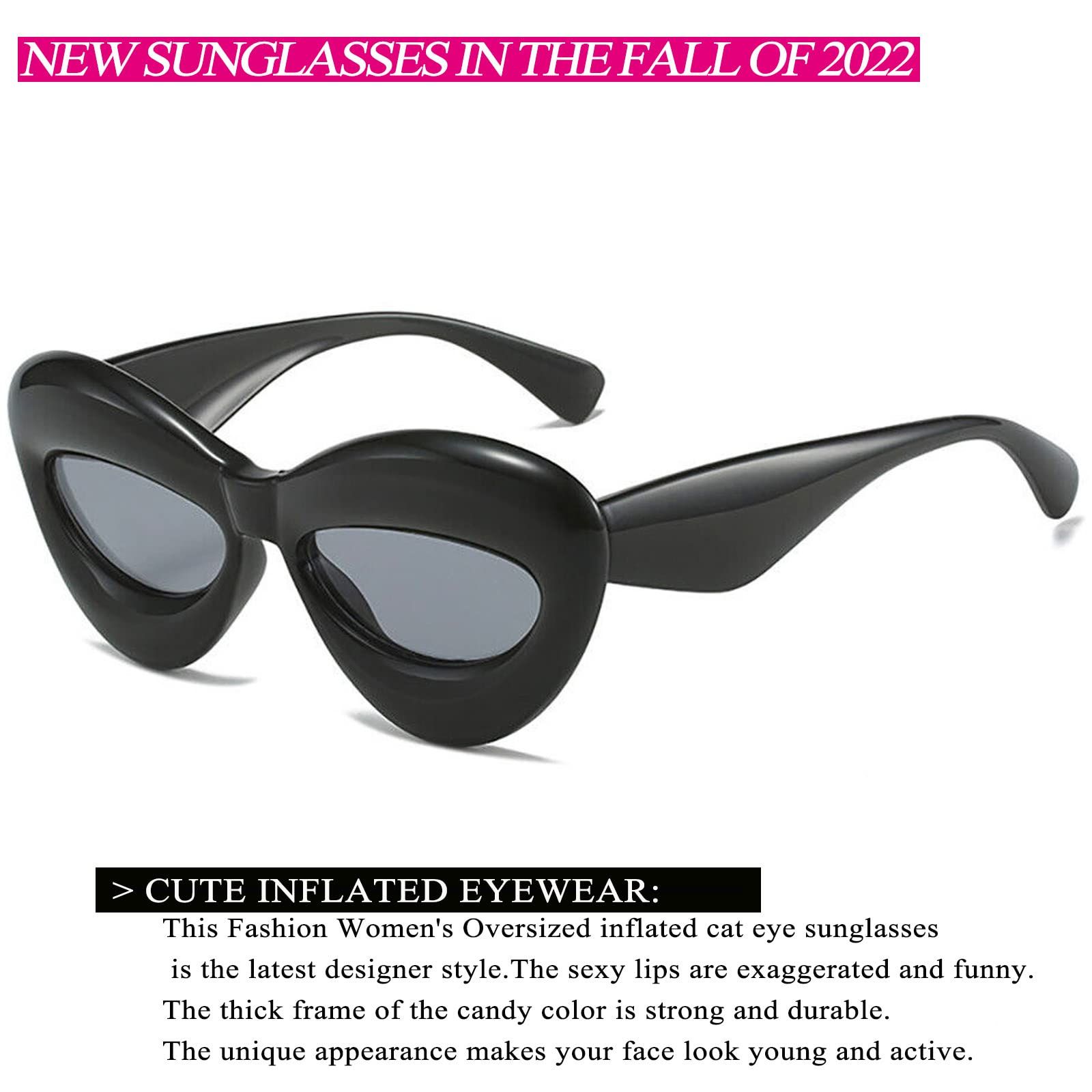 Inflated Fun Lip Shape Sunglasses for Festival Party The unique The thick frame of the candy color is strong and durable — image 5