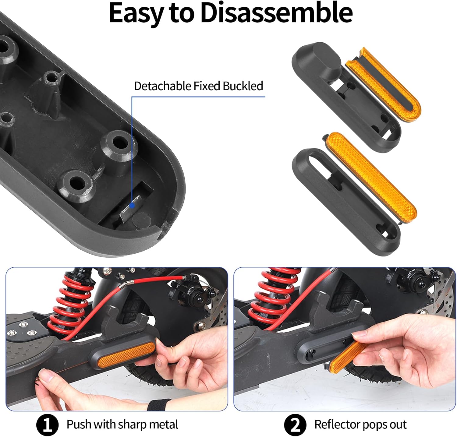 Reflective strip tire covers for Xiaomi M365, Pro, 1S, Essential, Pro2, Mi3, front and rear wheel protectors, reflective e-scooter accessories (black/orange) — image 4