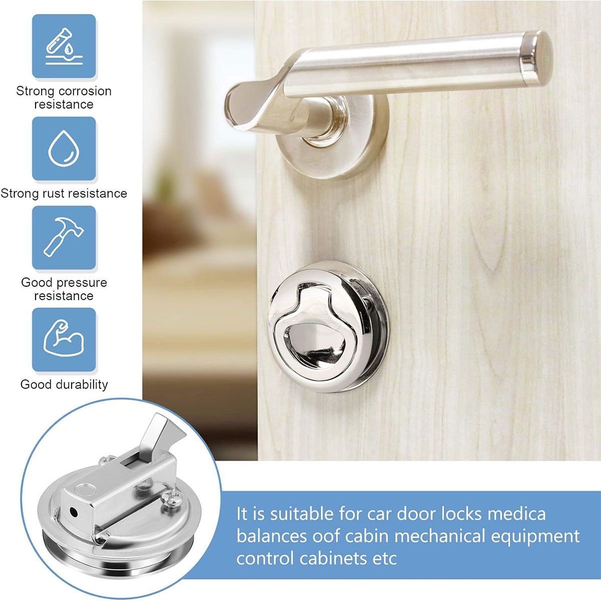 Flush Pull Slam Latch Stainless Steel Round Pull Latch for RV Boat Deck Hatch Door Cabinet Hardware Door Locking Style (B)2pcs โ image 2