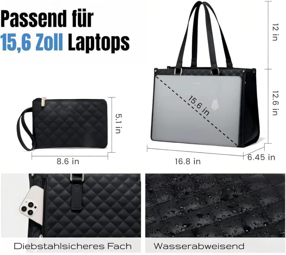 2-in-1 Insulated Leak-Proof Cooler Laptop Handbag and Lunch Bag, 15.6 inch, Light Brown โ image 2