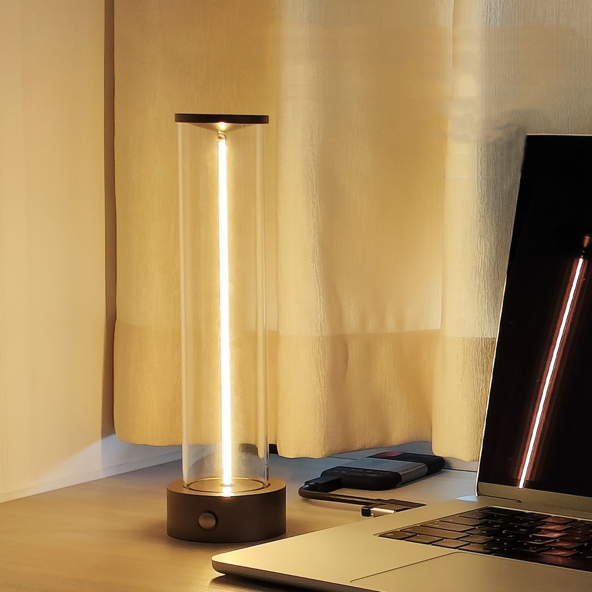 Minimalist Table Lamp Cordless Lamp Rechargeable Lamp Touch Dimmable Lamp - Black - Size 24CM — image 5