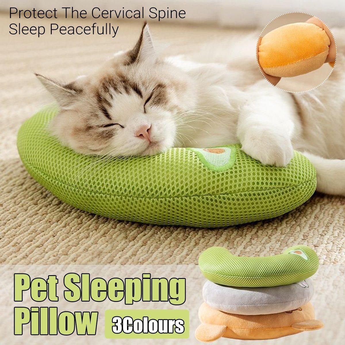 Dog Pet U Shaped Pillow Cartoon Breathable Cat Sleeping Cushion for All Seasons - Brown โ image 2