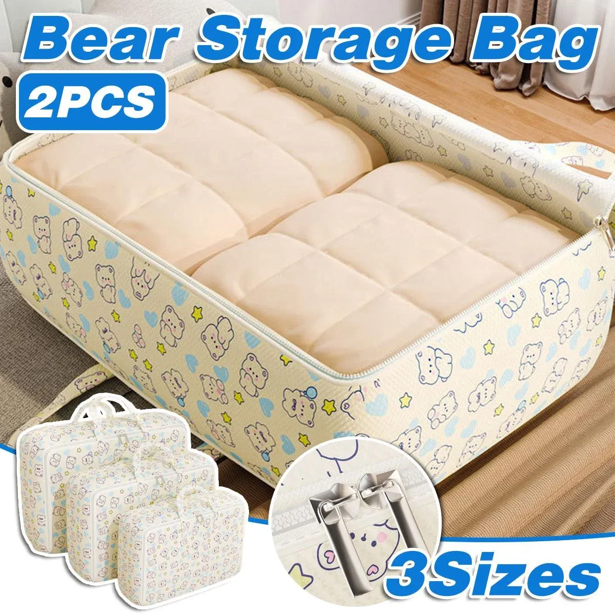 2pcs Foldable Clothes Storage Bag Blanket Organizer Travel Duffel Tote Gym Bag - XL — image 2