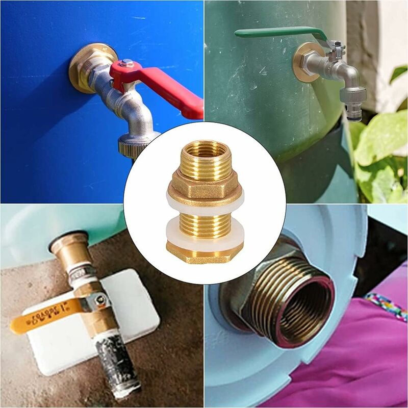 1/2 Brass Water Tank Water Pipe Connector 2 pcs 4.2Cm Brass Water Tank Socket 1/2 Inch Brass Water Connector For Rain โ image 4