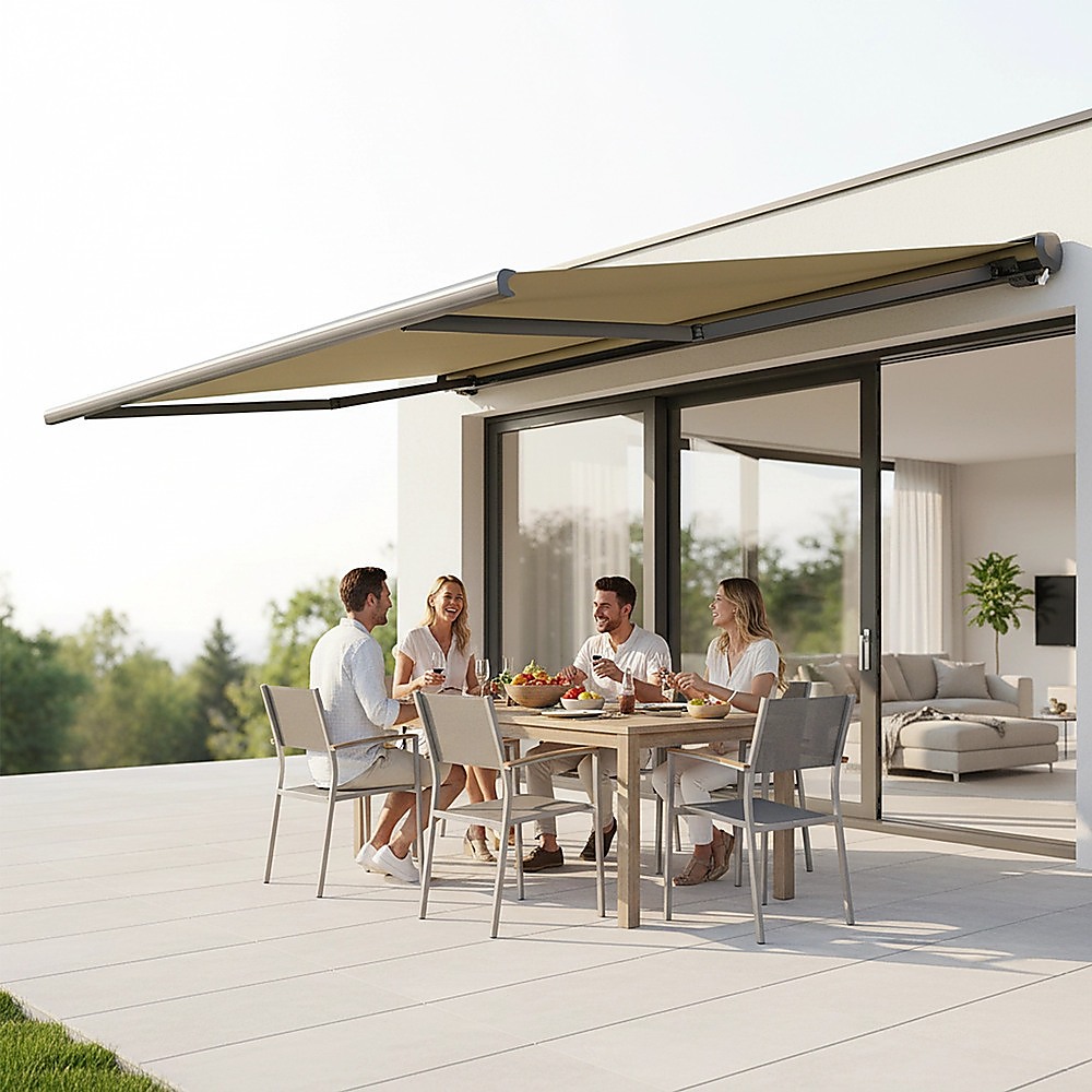 5.5m x 3.0m Retractable Folding Arm Awning Heavy Duty Full Cassette Motorised โ image 5