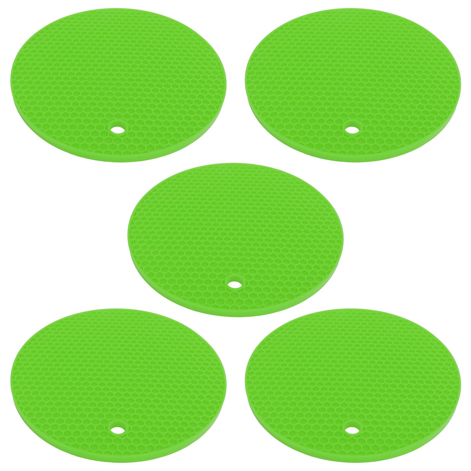 5PCS Silicone Trivet Mats Round Multipurpose Heat Resistant Non Slip Pads Pot Holders for Hot Pot Hot Dishes Green โ image 5