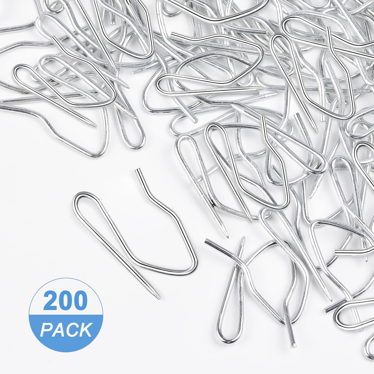 Metal Curtain Hooks, 200pcs Drapery Pins Stainless Steel Pin-on Hooks for Window Shower Door Curtain, Silver White β image 5