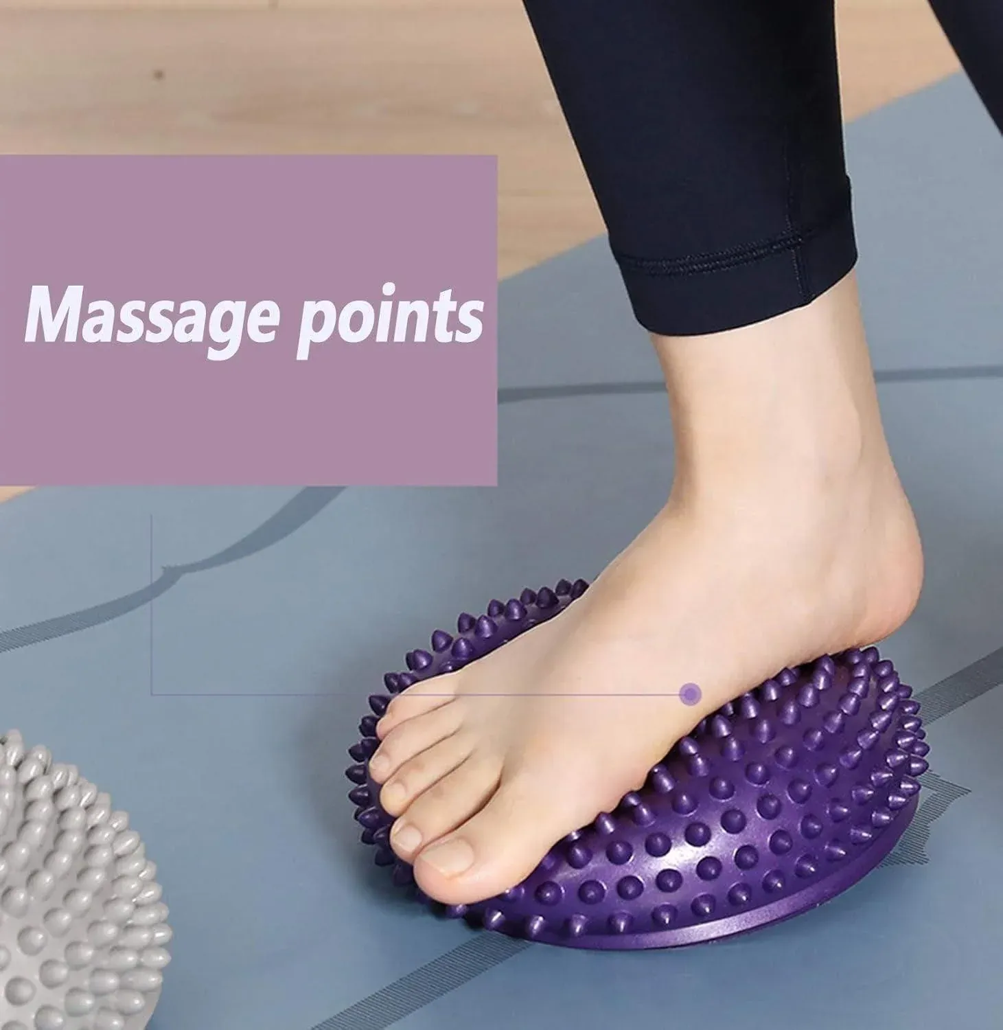 Spiky Massage Ball PVC Half Round Yoga Exercise Foot Hand Cushion - Orange — image 4