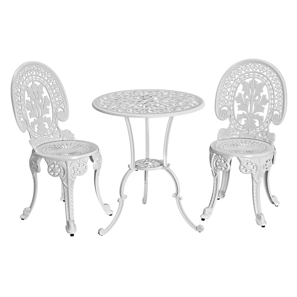 Gardeon 3PC Patio Furniture Outdoor Bistro Set Dining Chairs Aluminium White โ image 3