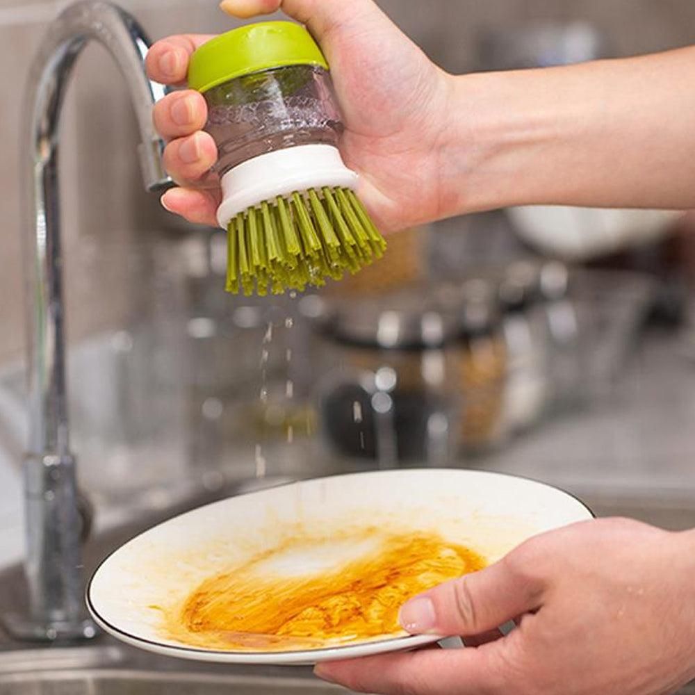 Multi-purpose Scrubbing Dish Brush with Soap Dispenser Cleaning Brush Kitchen Cleaning Tool Green — image 5