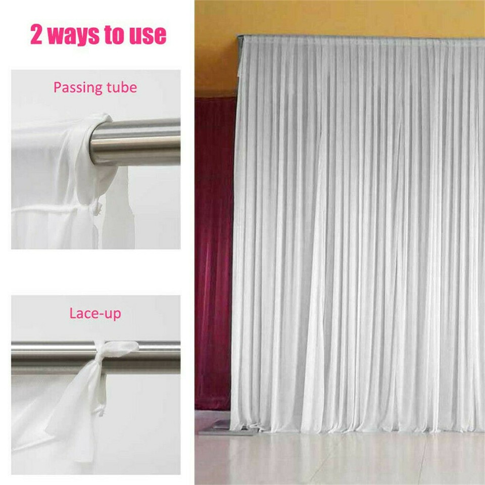 3mx6m 10ft Silk White Backdrop Drapes Curtain Wedding Ceremony Party Home Window Decor โ image 5