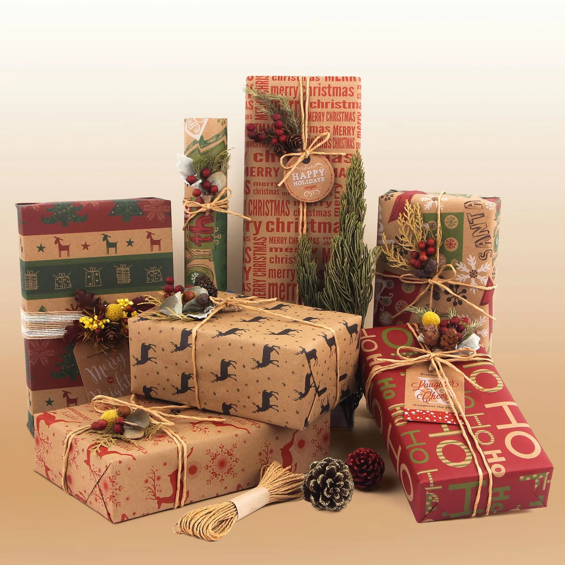 Christmas Gift Wrapping Paper 6-Pack - Vintage Kraft Style for Holiday Presents, 70x50cm โ image 4