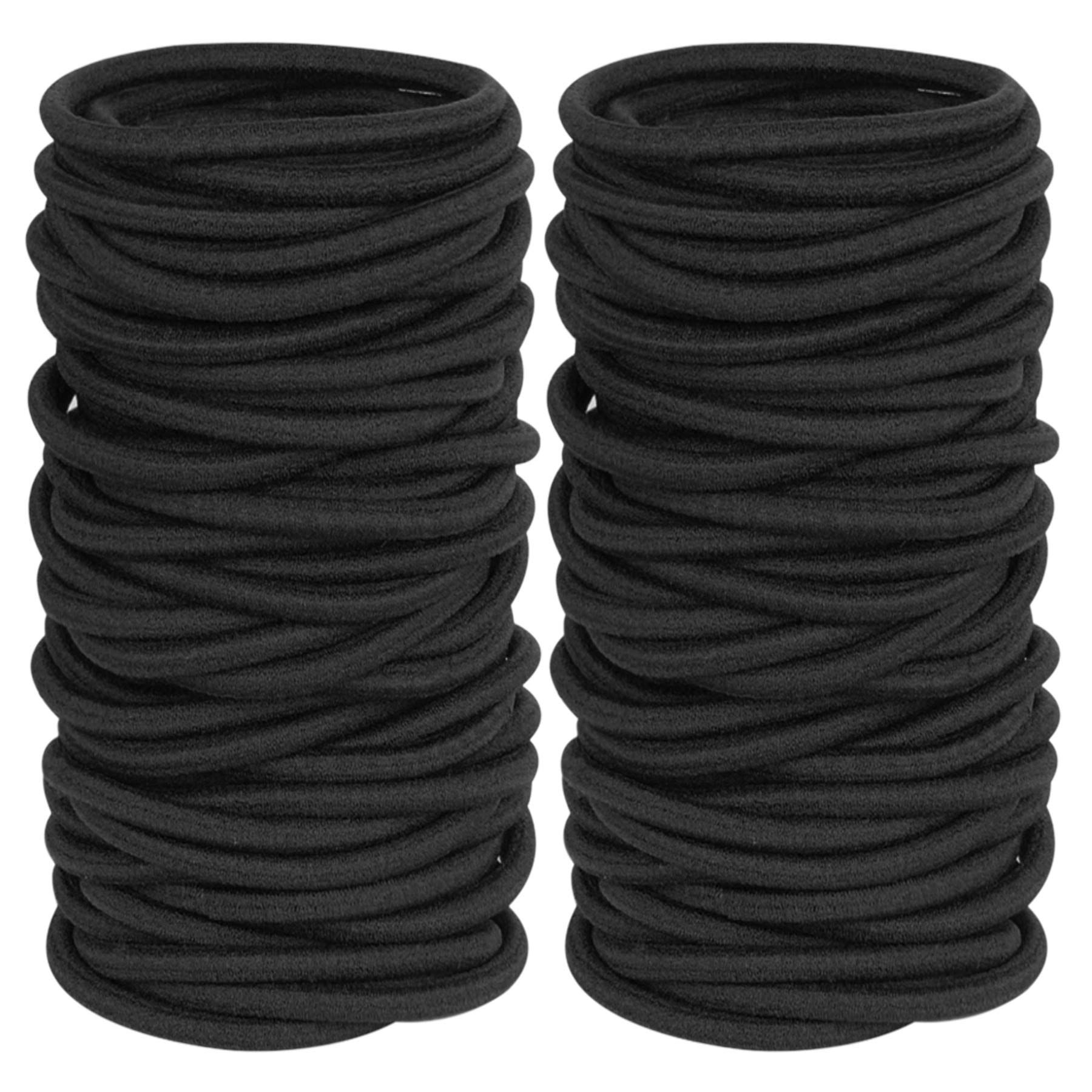 120 Pieces Black Hair Ties for Thick and Curly Hair Ponytail Holders Hair Elastic Band for Women or Men