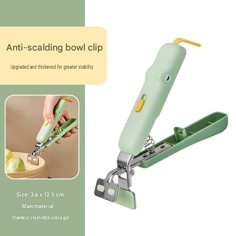 Anti-Scald Bowl Lifter - Silicone Grip, Stainless Steel Clamp, Locking Storage - Safe Hot Dish Removal for Steamer and Rice Cooker — image 2
