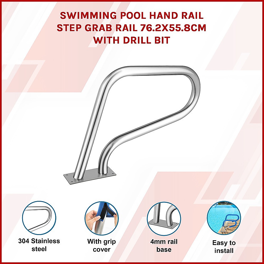 Swimming Pool Hand Rail Step Grab Rail 76.2x55.8cm with Drill Bit โ image 3