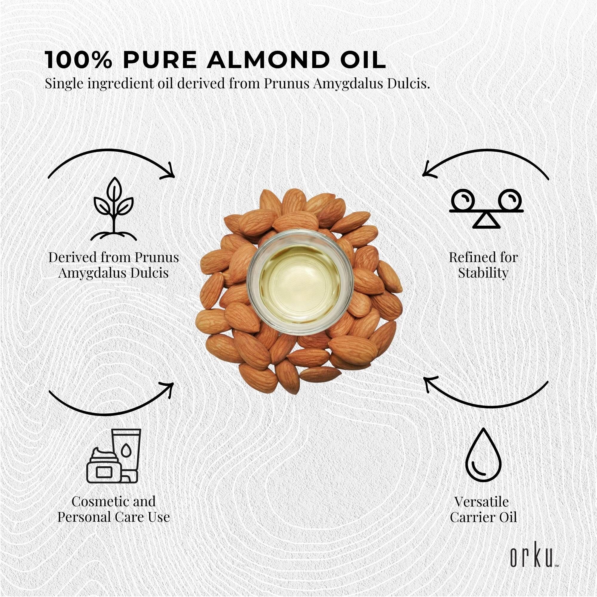 Orku 1L Sweet Almond Oil 100% Pure Refined Cosmetic Carrier Skin Hair โ image 6