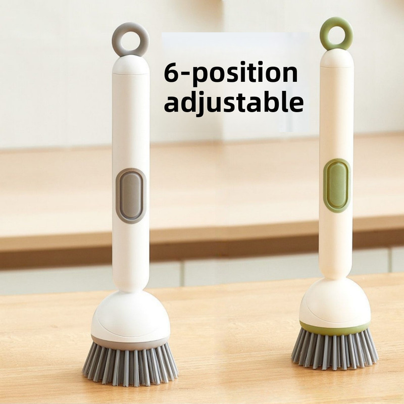 2 Pack Green Kitchen Dish Brush with Soap Dispenser Adjustable Handle 360 Degree Cleaning Scrubber Non-Scratch Bristles for Pans Pots and Sink โ image 4