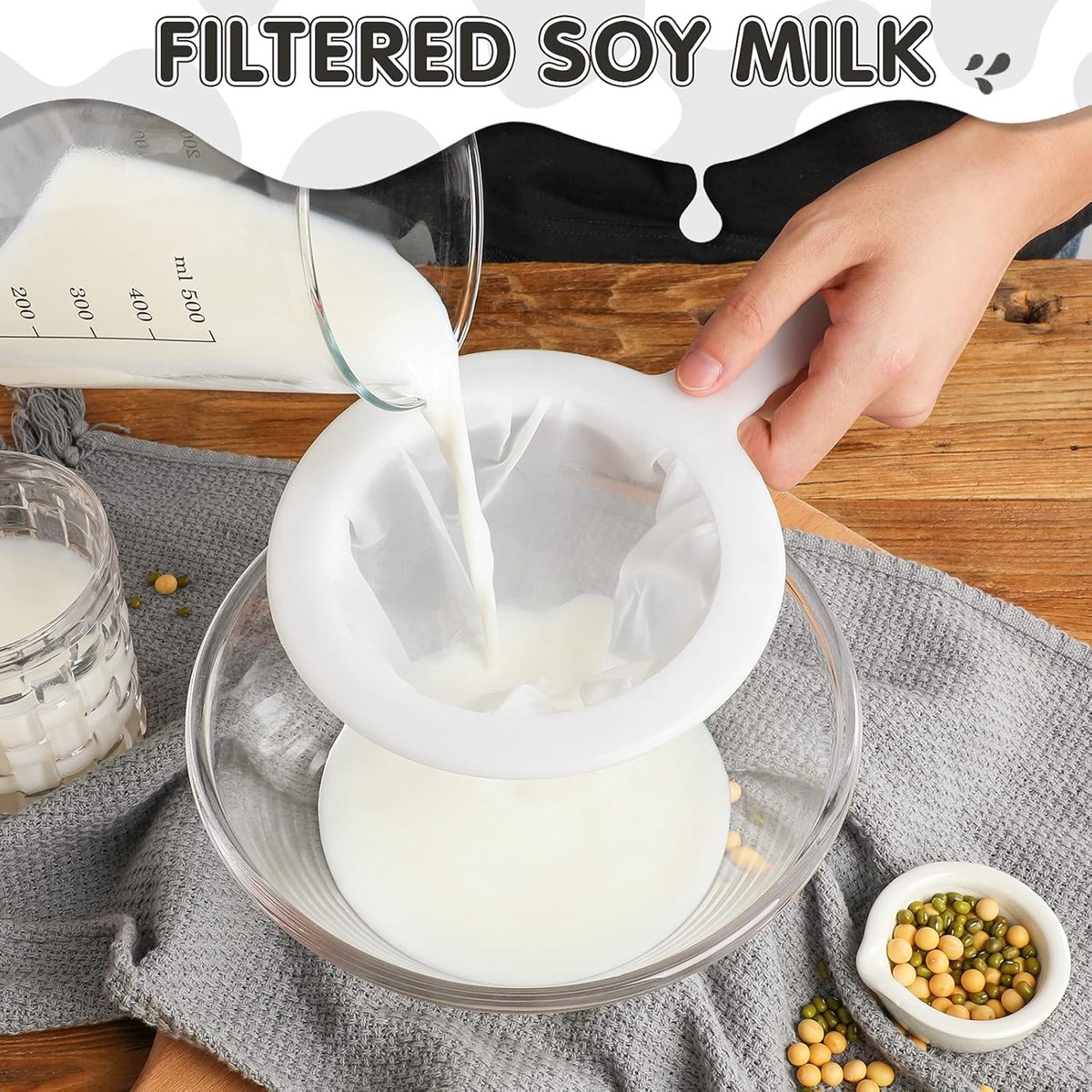 2 pieces 24 cm ultra-fine sieve - nylon juice strainer - yogurt strainer - plastic colander with handle - mini brine shrimp separator net for the kitchen — image 5