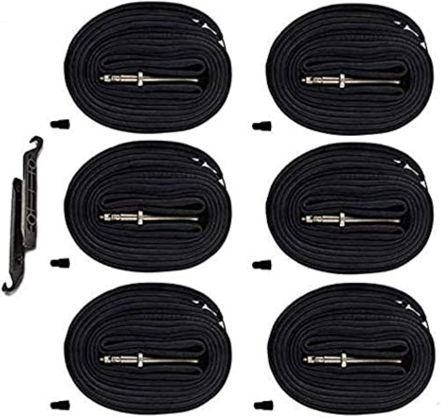 (6-Pack 700 × 20-25C Road Bike Replacement Inner Tubes Presta Valve 42mm for Road Bikes with Tire Size of 700c x 20, 23, and 25 (6 Inner Tubes with 2 Tire