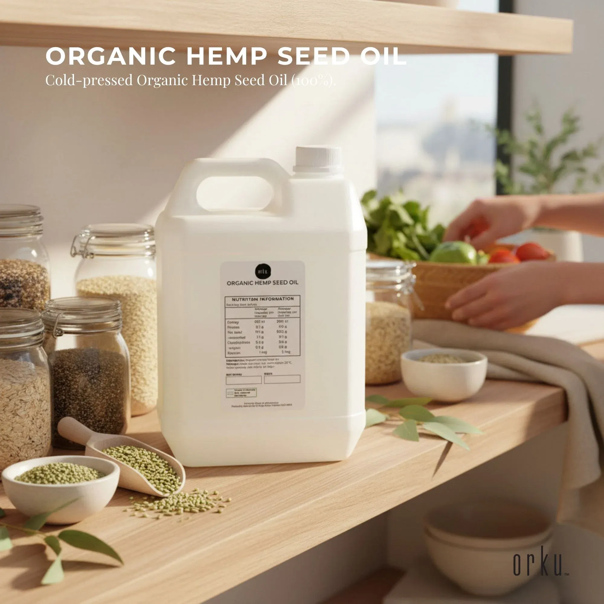 Orku 5L Organic Hemp Seed Oil - Cold Pressed Food Grade Oils — image 2