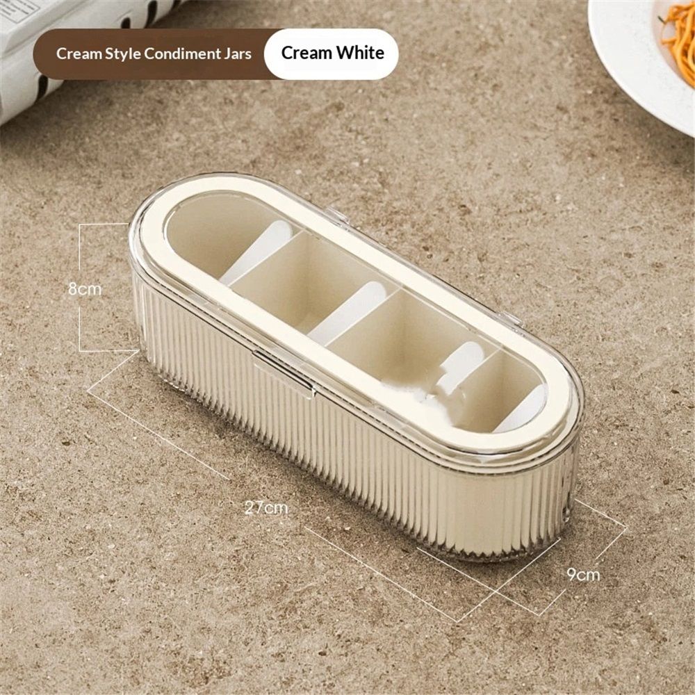 Clear Seasoning Box with 4 Compartments - Spice Organizer with Lids and Spoons - Condiment Container Set for Salt, Sugar, Pepper, and More - Countertop Spice — image 2