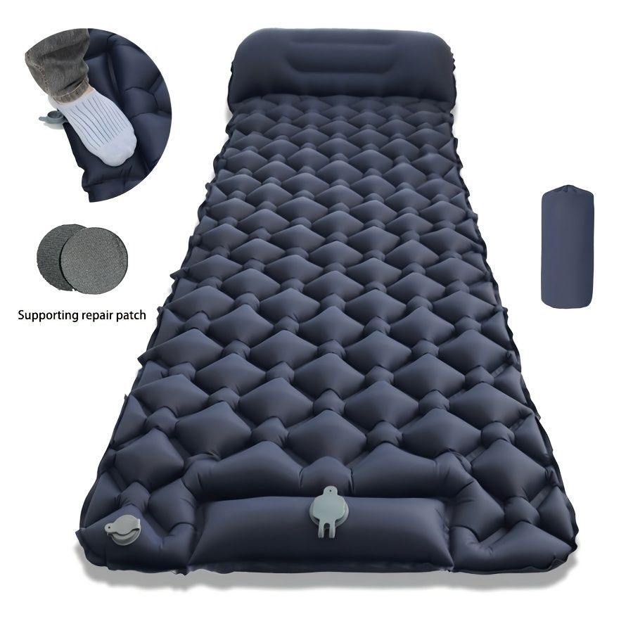 Camping Inflatable Mattress Breathable Camping Mattress Nylon Fabric Inflatable - Gray - Size 190cm โ image 2