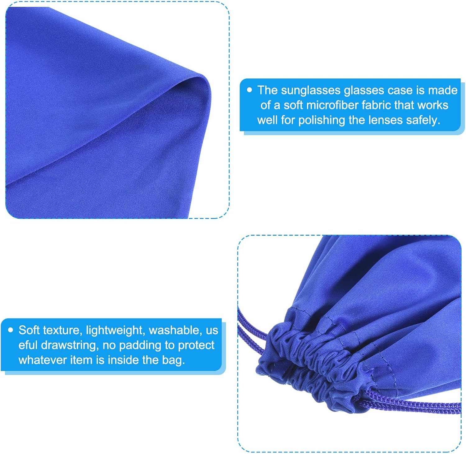 Ski Goggle Bag, Microfiber Snow Goggles Case Cover Soft Storage Sleeve Drawstring Pouch Blue โ image 3