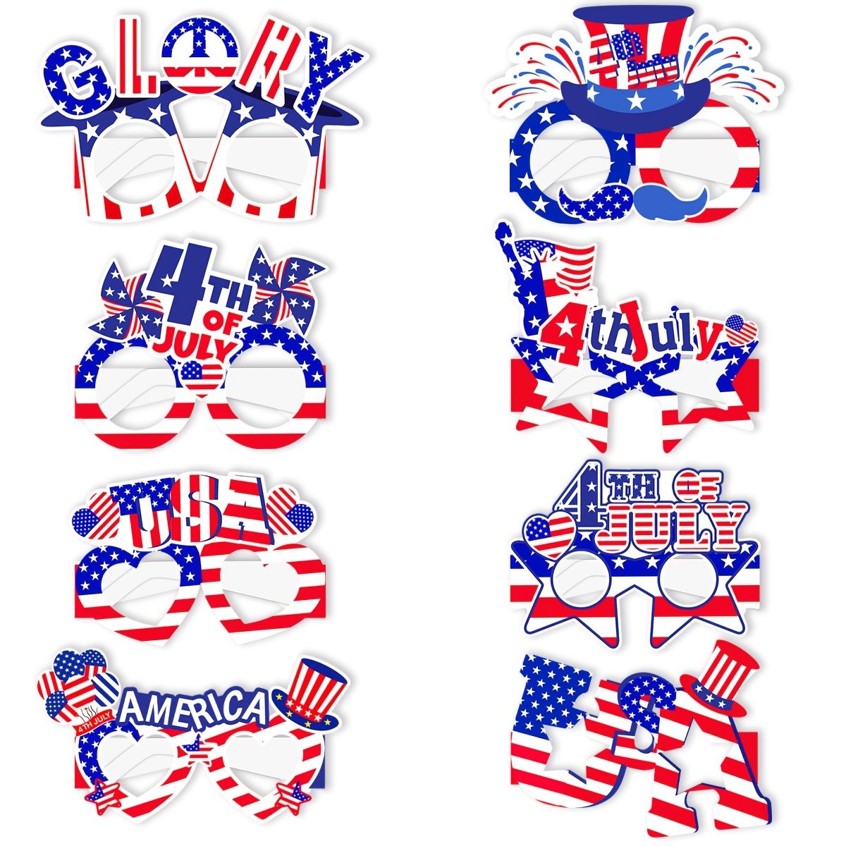 16pcs American Flag Glasses, USA Patriotic Party Glasses for July 4th, Independence Day, Memorial Day, Fun Photo Booth Props & Party Favors, 16 Paper Glasses โ image 4