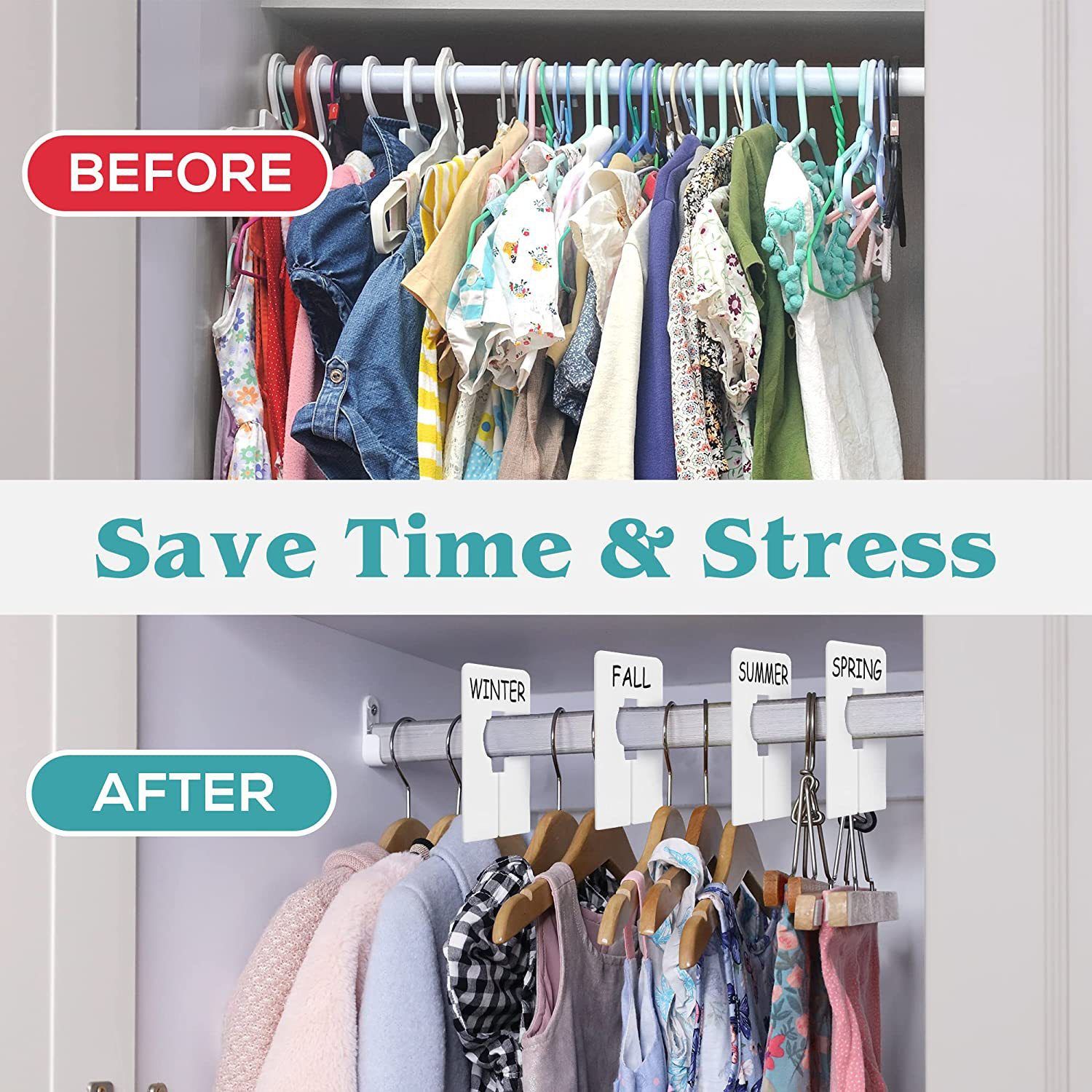 20 PCS Closet Rack Dividers, Wardrobe partition board White Rectangular Clothing Hanger Dividers Writable & Reusable — image 3