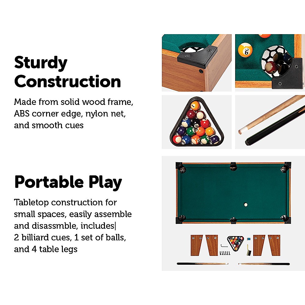 Kids Mini Billiard Table Game Toy Wooden Snooker Pool Home Fun Birthday Gift — image 3