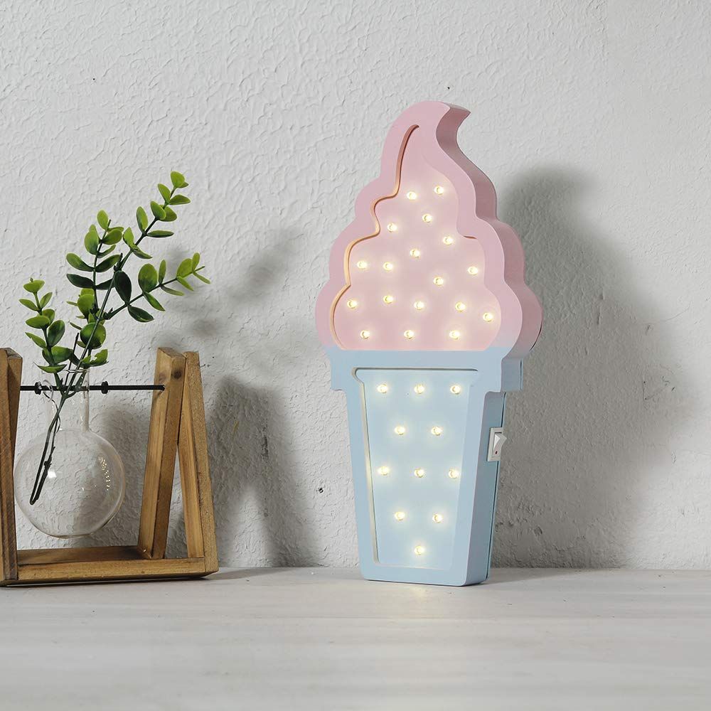 Ice cream Valentine Romance Atmosphere Light, Party Decoration Kids' Room Battery Operated LED Night Lights (Pink and Blue) β image 3