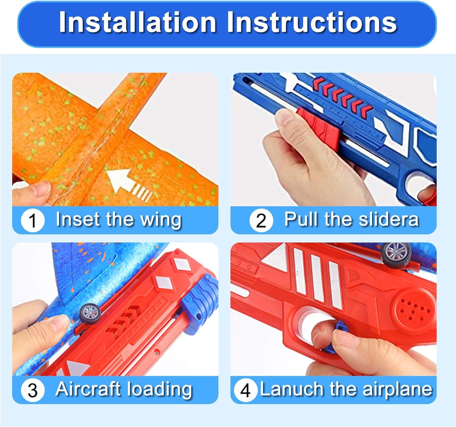 1 Pack Airplane Launcher Toys LED Foam Glider Flight Plane Toy 1 Launcher for Old Boy Girls Birthday Gift(1+1,49ft Range) โ image 3