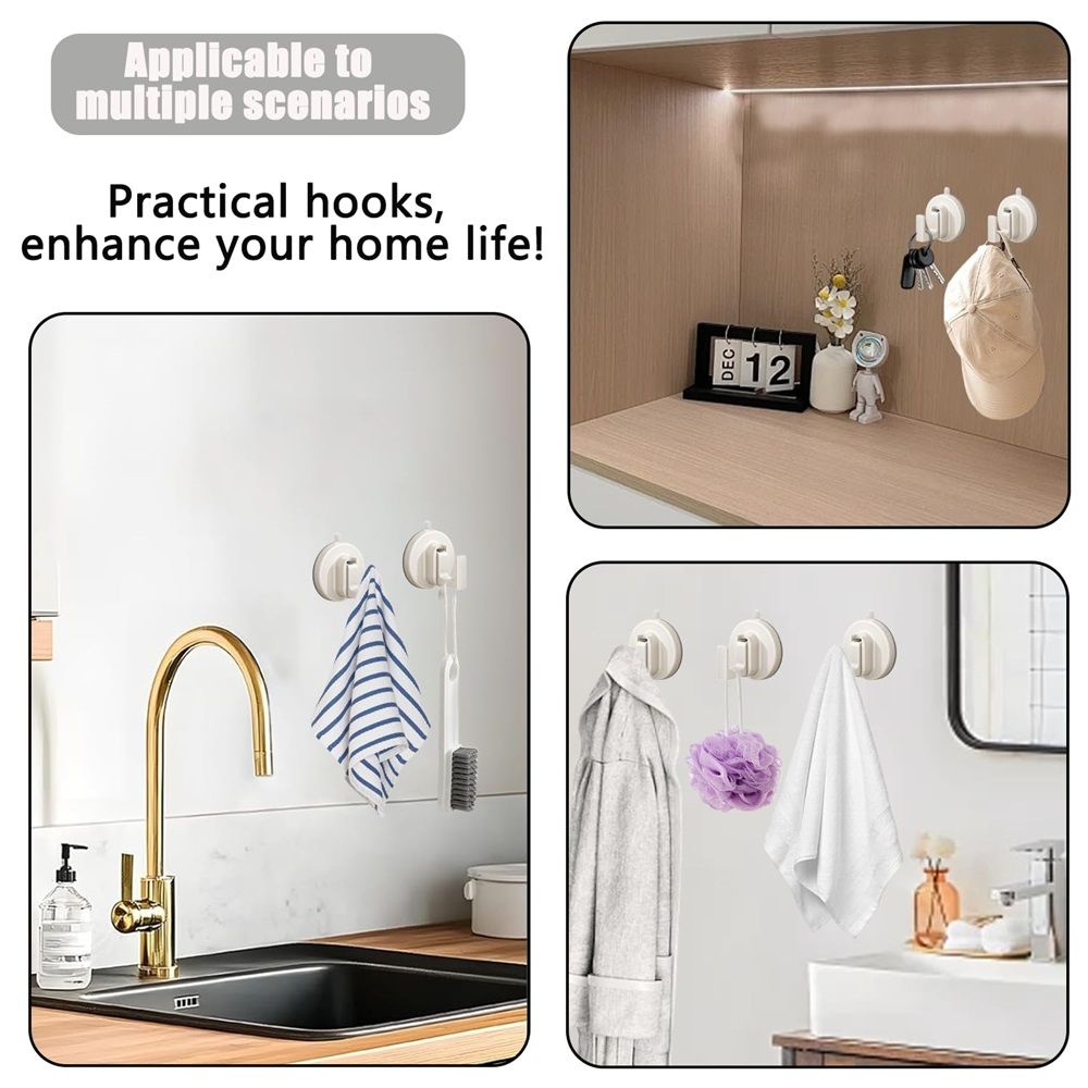 4 PCS Suction Cup Hooks for Wreaths, Upgraded No-Drill SuctionCup Hook for Shower Hanging Loofah, Towels, Robes, Wreath Hanger Hooks for Fall Decor, Christmas — image 5