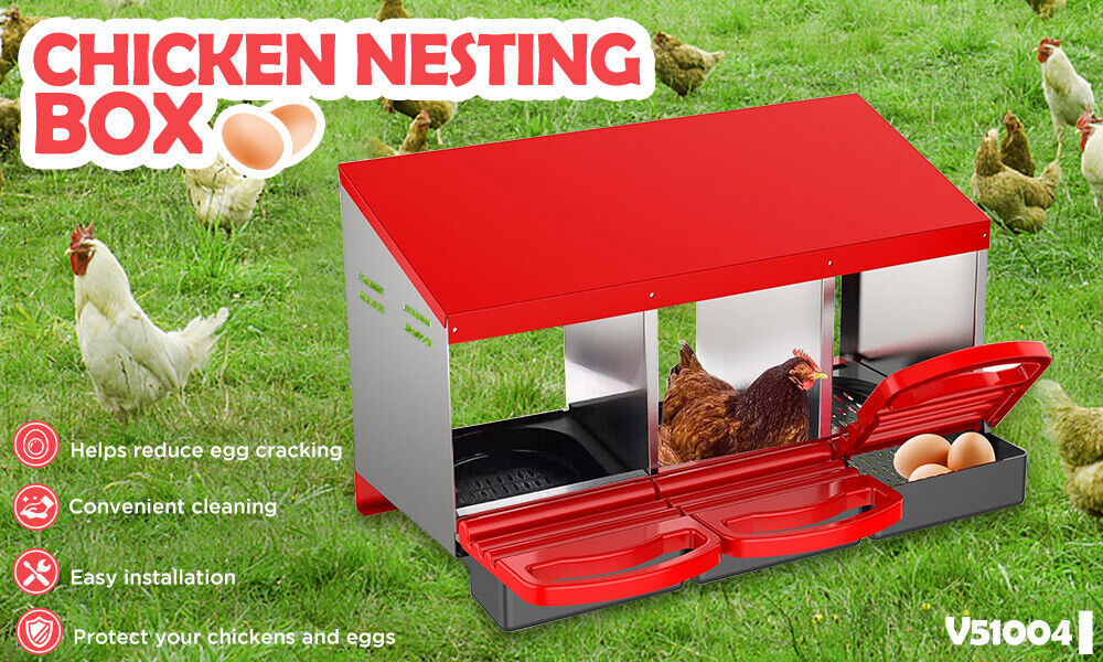 VaKa Chicken Hen Coop Hutch 3 Hole Inside Outside Roll Away Lay Egg Nesting Box — image 3