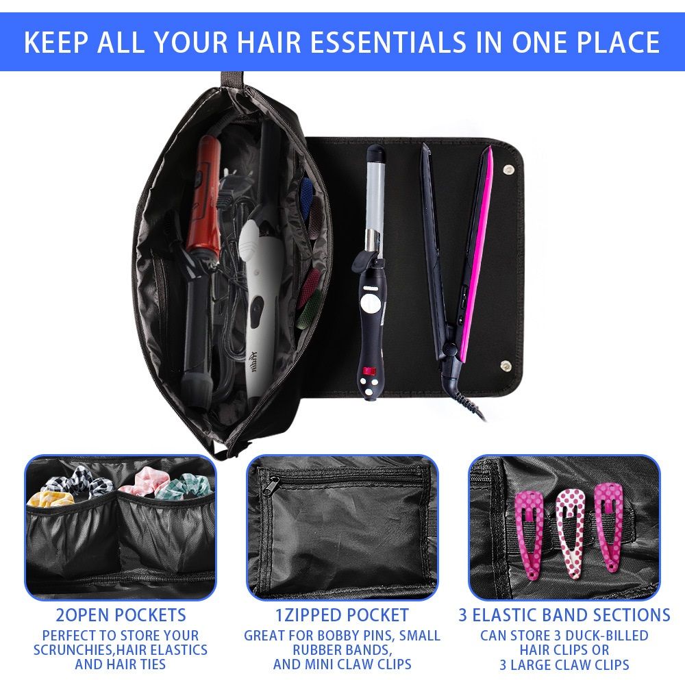 Hair Tools Travel Bag with Heat Resistant Mat - Hair Tool Organizer Case for Curling Iron, Straightener, Flat Iron & Hair Dryer Storage Pouch, Large Capacity โ image 2
