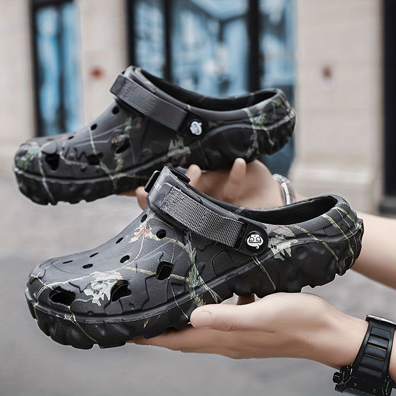 Croc-Style Clogs Anti-Slip Shoes Breathable Clogs Lightweight Footwear Fashion - Khaki - Size 11(AU11/EU44) — image 6