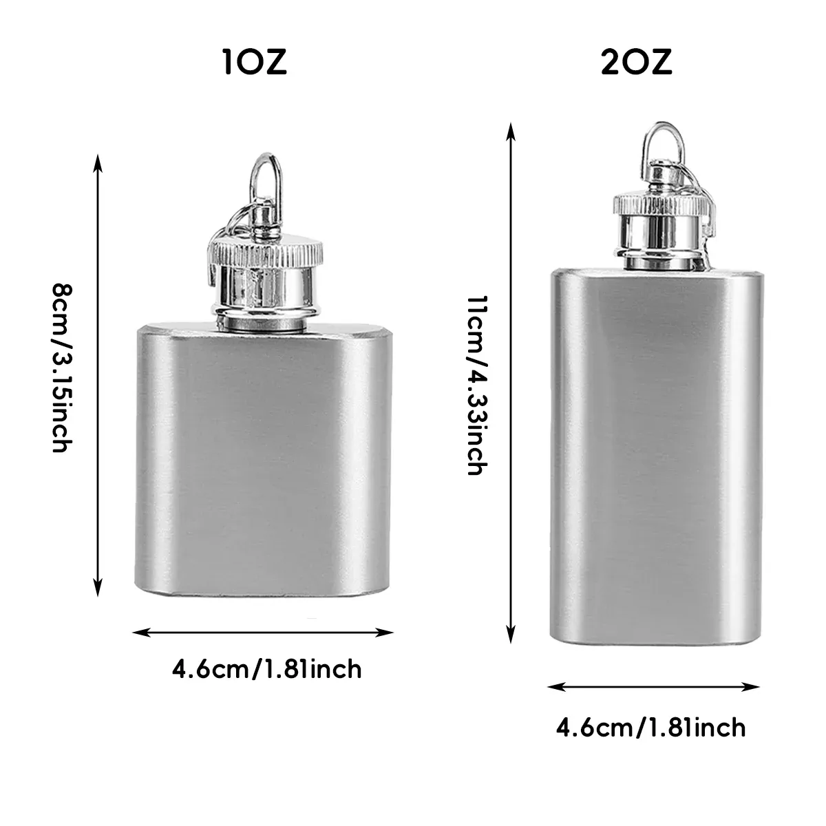 Mini Stainless Steel Hip Flask 1/2oz 3Pcs Portable Pocket Liquor Bottle Travel - 2OZ — image 4