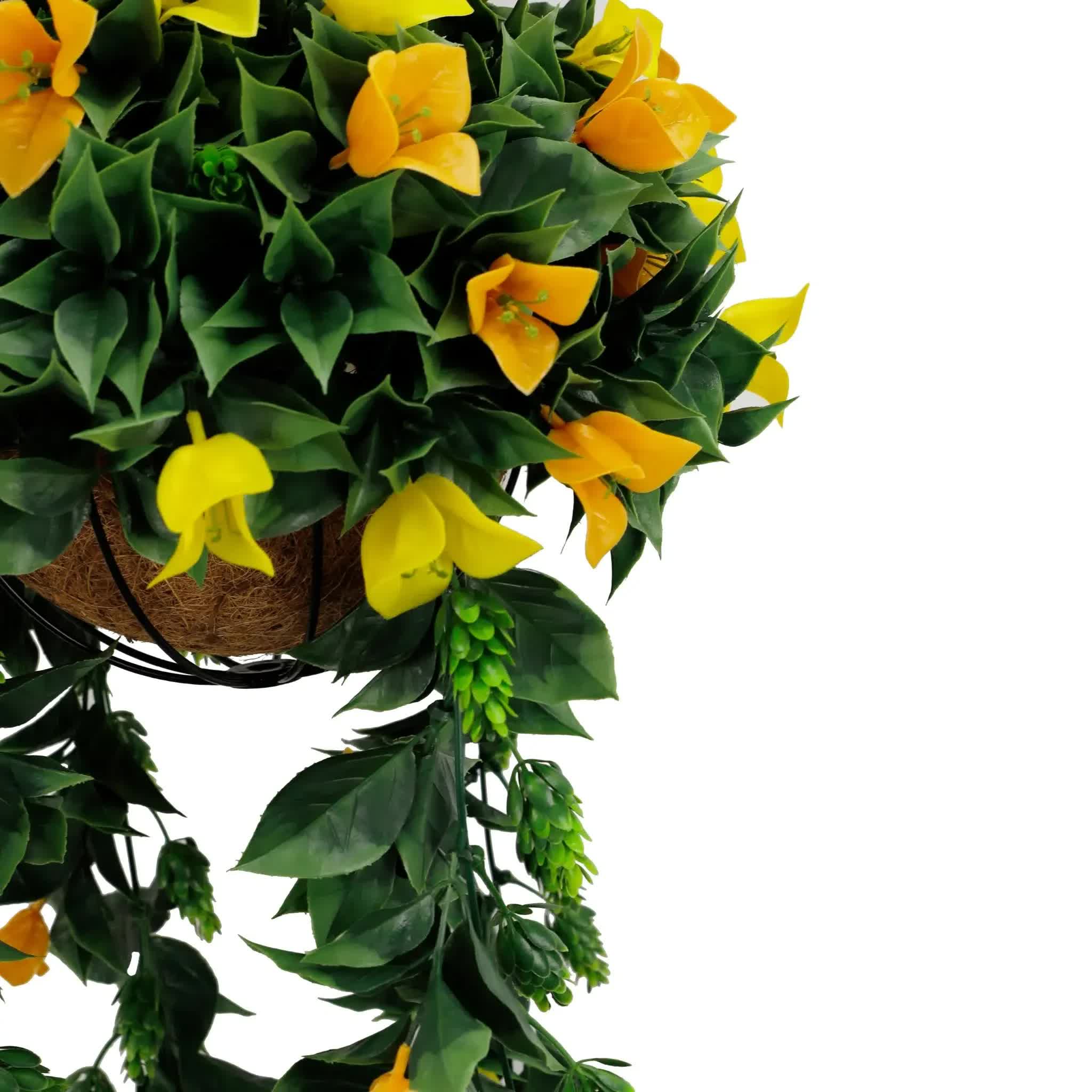Artificial Hanging Basket Orange and Yellow Bouganvillea 30cm x 80cm Long UV Resistant — image 2