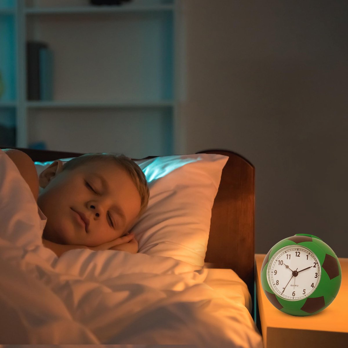 Football Alarm Clock - Silent - Non-ticking Desk Clock | Kids Bedside Clock | Cute football design, easy-to-read analog display, perfect for kids' bedrooms — image 6