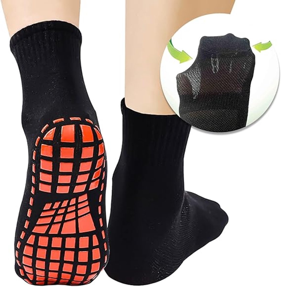 Yoga Socks - 2 Pairs of Non-Slip Socks - Barefoot - Yoga Socks - Non-Slip - Pilates - Home - Socks with Embossed Dots - Black - Navy Blue — image 3