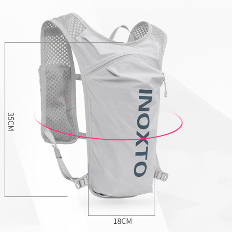 Lightweight Hydration Running Vest with 5L Capacity and Reflective Strips, Black backpack with white text โ image 5